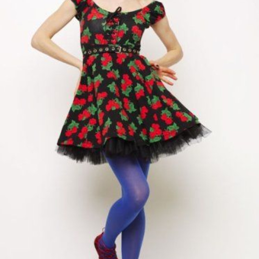 Betsey Johnson Babydoll Lace-up Rose Dress